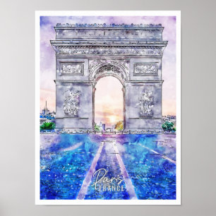 Parijs Frankrijk vintage reis waterverf Poster