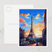 Parijs Frankrijk vintage reisillustratie Briefkaart (Voorkant / Achterkant)