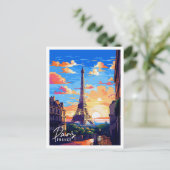 Parijs Frankrijk vintage reisillustratie Briefkaart (Staand voorkant)