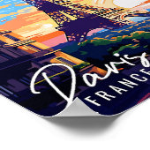 Parijs Frankrijk vintage reisillustratie Poster (Hoek)