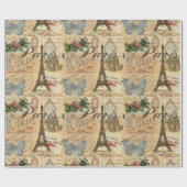 Parijs Frankrijk Vintage Reizen Kleurrijk Kunstwer Cadeaupapier (Vlak)