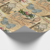 Parijs Frankrijk Vintage Reizen Kleurrijk Kunstwer Cadeaupapier (Hoek)