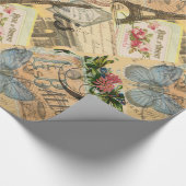 Parijs Frankrijk Vintage Reizen Kleurrijk Kunstwer Cadeaupapier (Hoek)