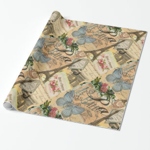 Parijs Frankrijk Vintage Reizen Kleurrijk Kunstwer Cadeaupapier
