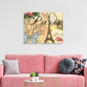 Parijs Frankrijk Vintage Reizen Kleurrijk Kunstwer Canvas Afdruk (Insitu (Woonkamer))