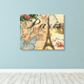 Parijs Frankrijk Vintage Reizen Kleurrijk Kunstwer Canvas Afdruk (Insitu (Houten vloer))