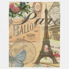 Parijs Frankrijk Vintage Reizen Kleurrijk Kunstwer Fleece Deken