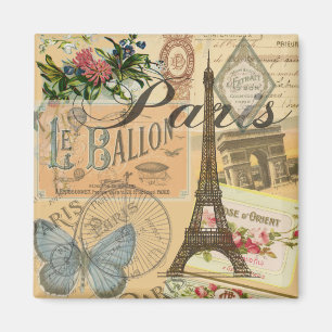 Parijs Frankrijk Vintage Reizen Kleurrijk Kunstwer Magneet