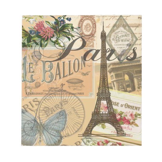 Parijs Frankrijk Vintage Reizen Kleurrijk Kunstwer Notitieblok (Voorkant)