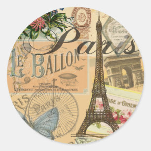 Parijs Frankrijk Vintage Reizen Kleurrijk Kunstwer Ronde Sticker