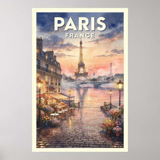Parijs Frankrijk Vintage Reizen Poster (Voorkant)