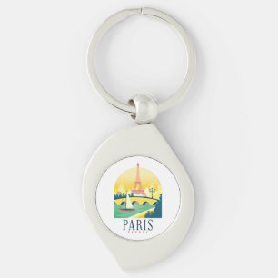 Parijs Frankrijk Vintage Reizen Romantisch Sleutelhanger