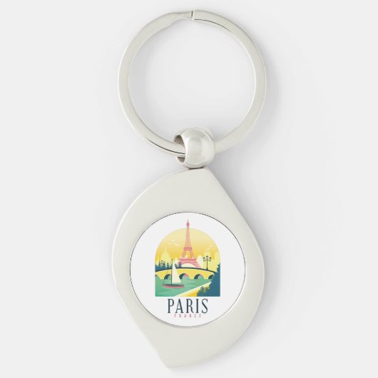 Parijs Frankrijk Vintage Reizen Romantisch Sleutelhanger (Voorkant)