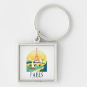 Parijs Frankrijk Vintage Reizen Romantisch Sleutelhanger (Voorkant)