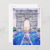 Parijs Frankrijk vintage reizen waterverf Briefkaart (Voorkant / Achterkant)