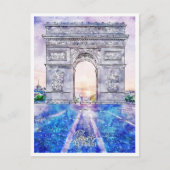 Parijs Frankrijk vintage reizen waterverf Briefkaart (Voorkant)