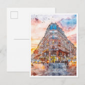 Parijs Frankrijk vintage reizen waterverf Briefkaart (Voorkant / Achterkant)