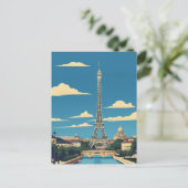 Parijs, Frankrijk Vintage Travel Art Briefkaart (Staand voorkant)