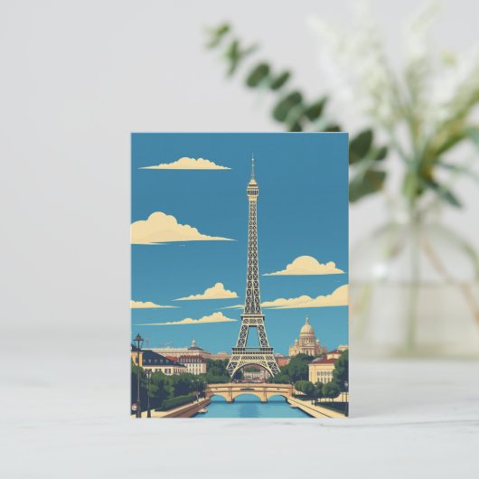 Parijs, Frankrijk Vintage Travel Art Briefkaart (Staand voorkant)