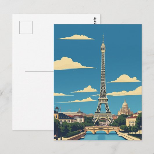 Parijs, Frankrijk Vintage Travel Art Briefkaart (Voorkant / Achterkant)