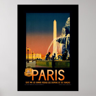 Parijs, Frankrijk Vintage Travel Art Poster