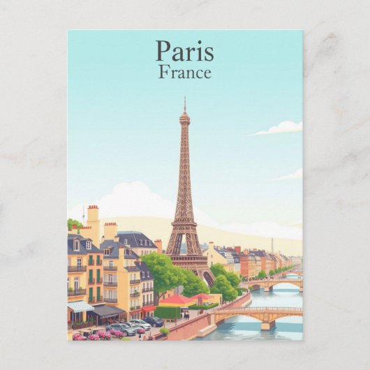 Parijs, Frankrijk Vintage Travel Eiffeltoren Briefkaart (Voorkant)