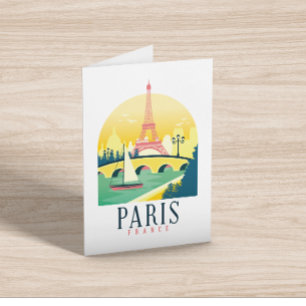 Parijs Frankrijk Vintage Travel Folded Wenskaart Kaart