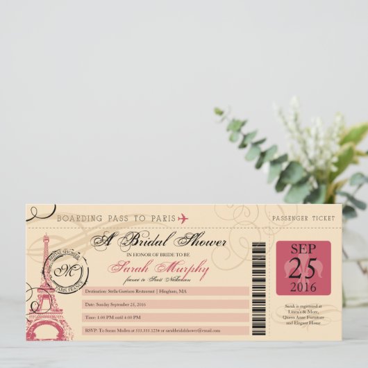  Parijs Frankrijk Vrijgezellenfeest Boarding Pass Kaart (Staand voorkant)