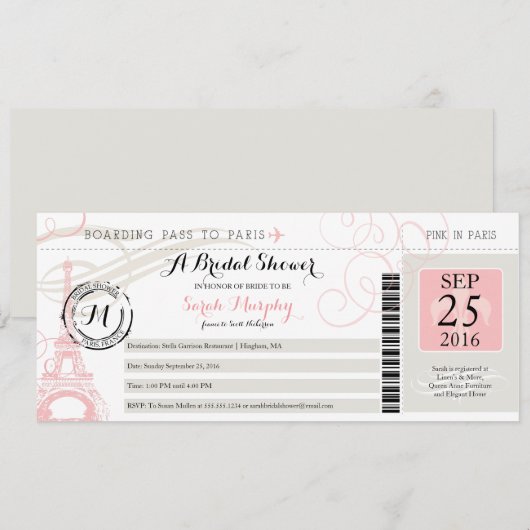 Parijs Frankrijk Vrijgezellenfeest Boarding Pass Kaart (Voorkant / Achterkant)