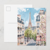 Parijs Frankrijk Waterverf Schilderij Reizen Briefkaart (Voorkant / Achterkant)