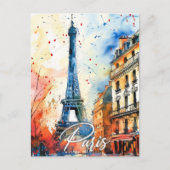 Parijs Frankrijk Waterverf Schilderij Reizen Briefkaart (Voorkant)