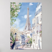 Parijs Frankrijk Waterverf Schilderij Reizen Poster (Voorkant)