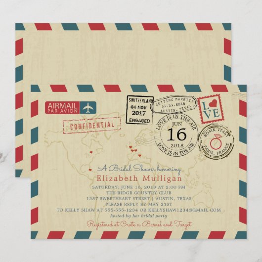 Parijs Frankrijk World Traveler Airmail Vrijgezell Kaart (Voorkant / Achterkant)