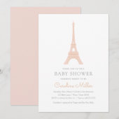 Parijs Frans Baby shower Eiffel Tower Pink Girl Kaart (Voorkant / Achterkant)