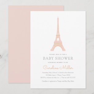 Parijs Frans Baby shower Eiffel Tower Pink Girl Kaart