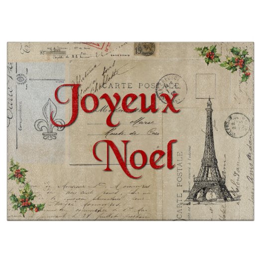 Parijs Frans Briefkaart kerstcadeau Snijplank (Voorkant)