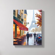 Parijs Frans Café Eiffeltoren Aquarel