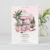 Parijs, frans café meisje verjaardag kaart (Staand voorkant)