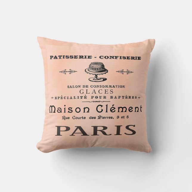  Parijs Frans Patisserie Antiek Art Pillow Kussen (Voorkant)