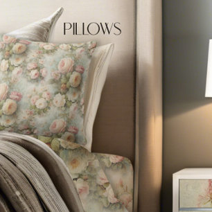 Parijs Frans Roos Bloemen Roze Bloemen Vintage Kussen