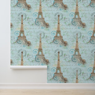 Parijs Frans Schrijven Aqua Wallpaper Behang