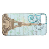 Parijs Frans schrijvend Aqua iPhone 7 Hoesje (Achterkant (Horizontaal))