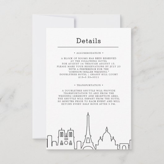 Parijs, Franse bruiloft | Details gastsysteem Kaart (Voorkant)