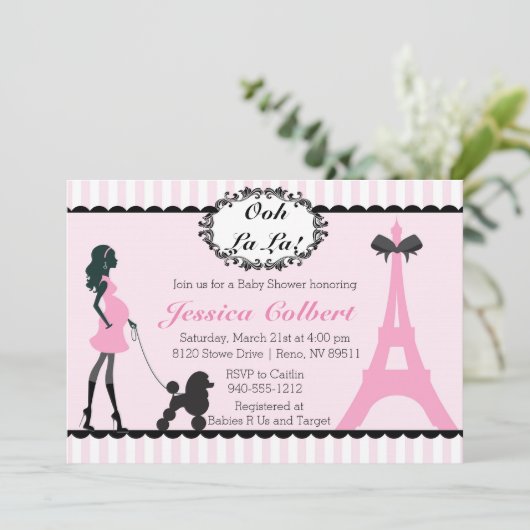Parijs Franse Eiffeltoren Baby shower Uitnodiging (Staand voorkant)
