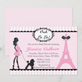 Parijs Franse Eiffeltoren Baby shower Uitnodiging (Voorkant / Achterkant)