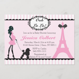 Parijs Franse Eiffeltoren Baby shower Uitnodiging