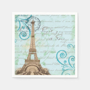 Parijs  Franse Schrijven Aqua Napkins Servetten