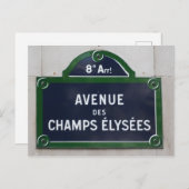 Parijs Franse straat verkeersborden Champs Elysees Briefkaart (Voorkant / Achterkant)