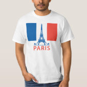 Parijs Franse vlag en Eiffeltoren T-shirt (Voorkant)