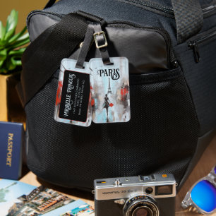 Parijs gebonden vrouw in het zwart bagagelabel